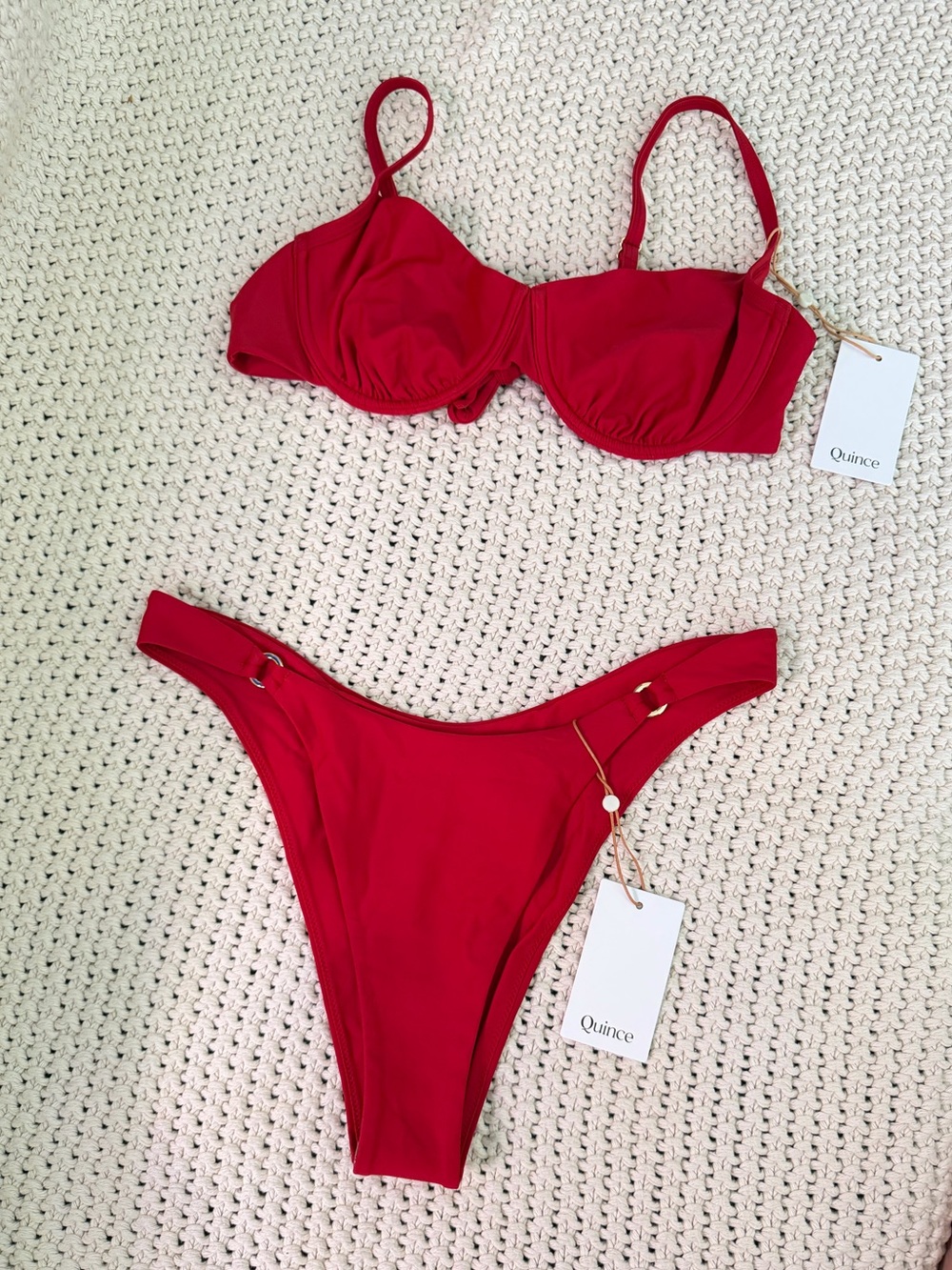 Quince — Italian Demi Bikini Top & Italian High-Leg Ring Bikini Bottom